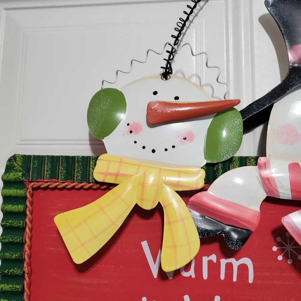 Warm Winter BLESSINGS Snowman Metal Wall Hanging